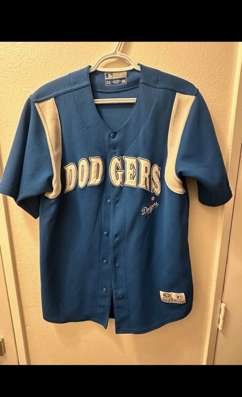 Vintage LA Los Angeles Dodgers Baseball Jersey True Fan Blue Size Medium Y2K